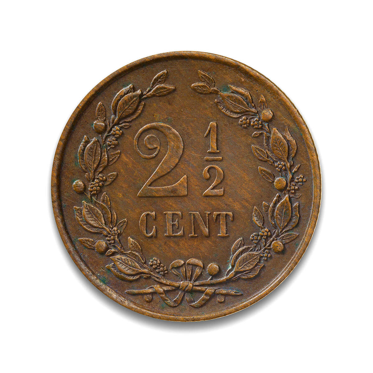 Netherlands 2 1/2 Cents 1877 William III EF-45