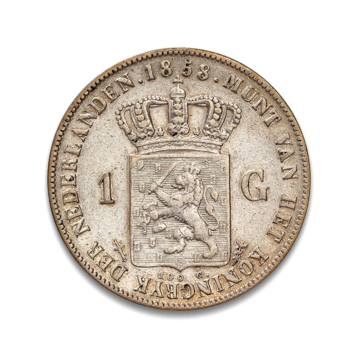 Netherlands 1 Gulden 1858 VF-30