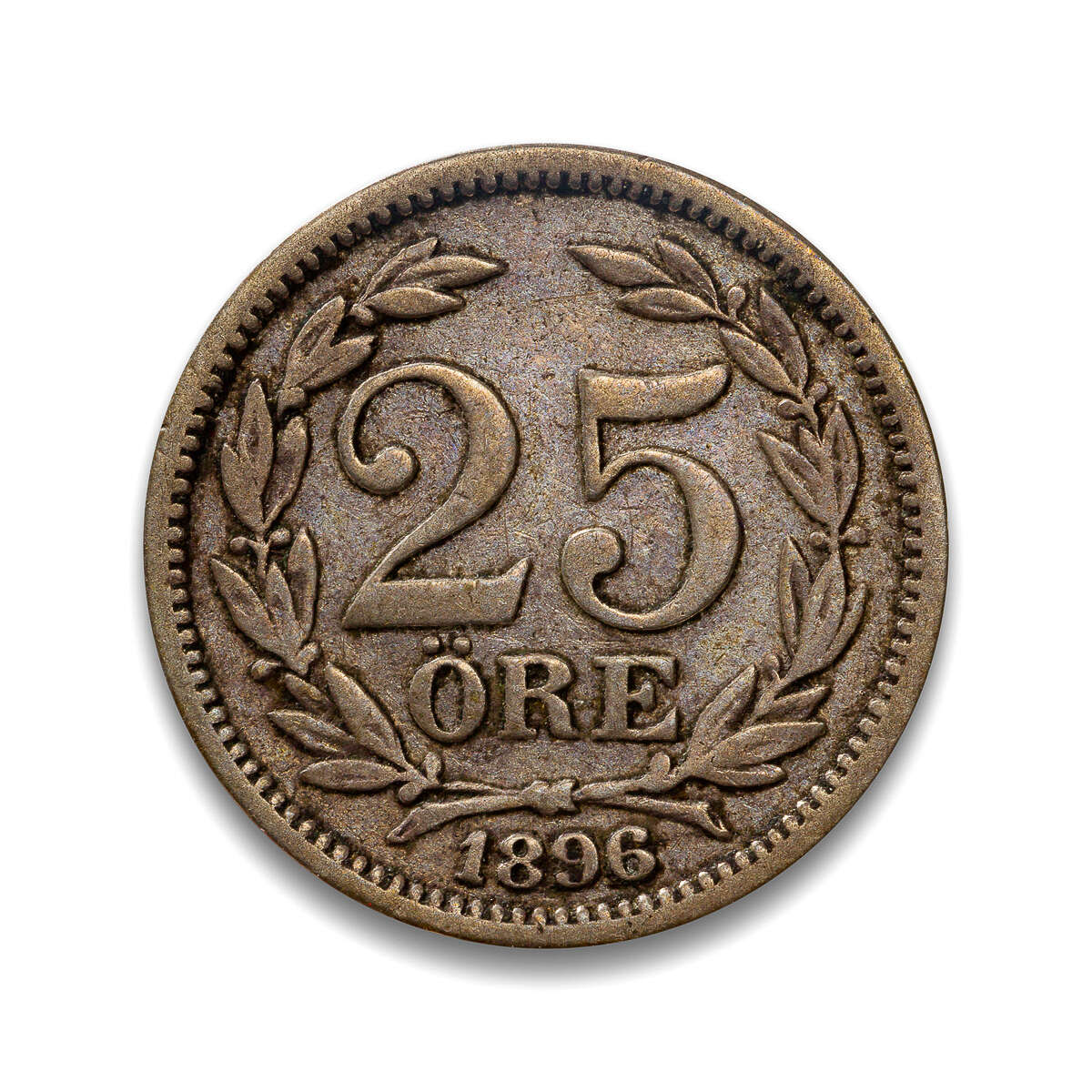 Norway 25 Ore 1896 Oscar II VF-30