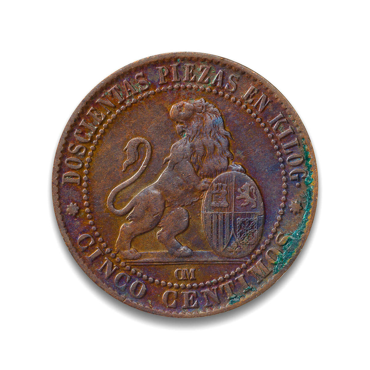 Spain 5 Centimos 1870 EF-40