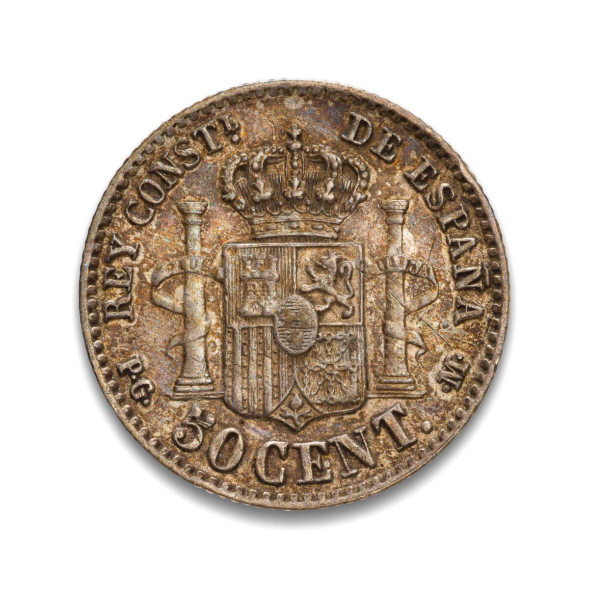 Spain 50 Centimos 1892 Madrid EF-40