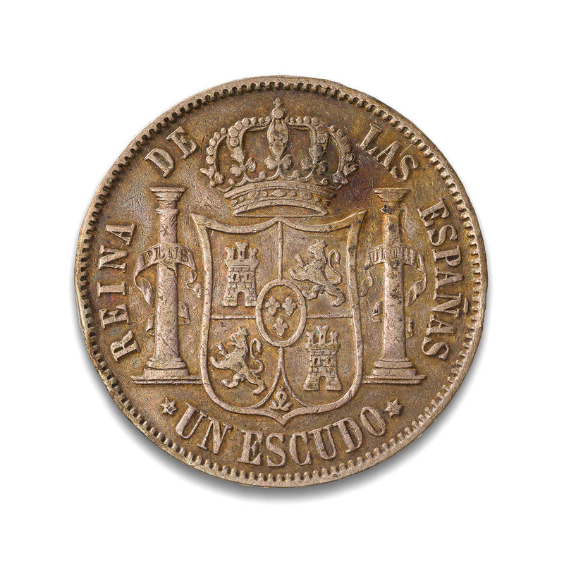 Spain Escudo 1868 Isabel II VF-20