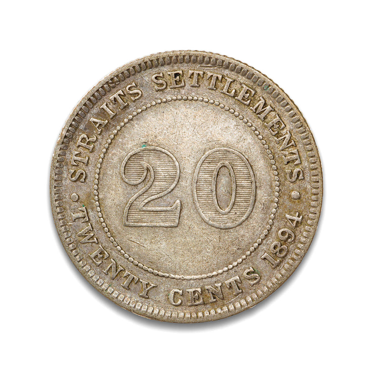 Straits Settlements 20 Cents 1894 Victoria VF-30