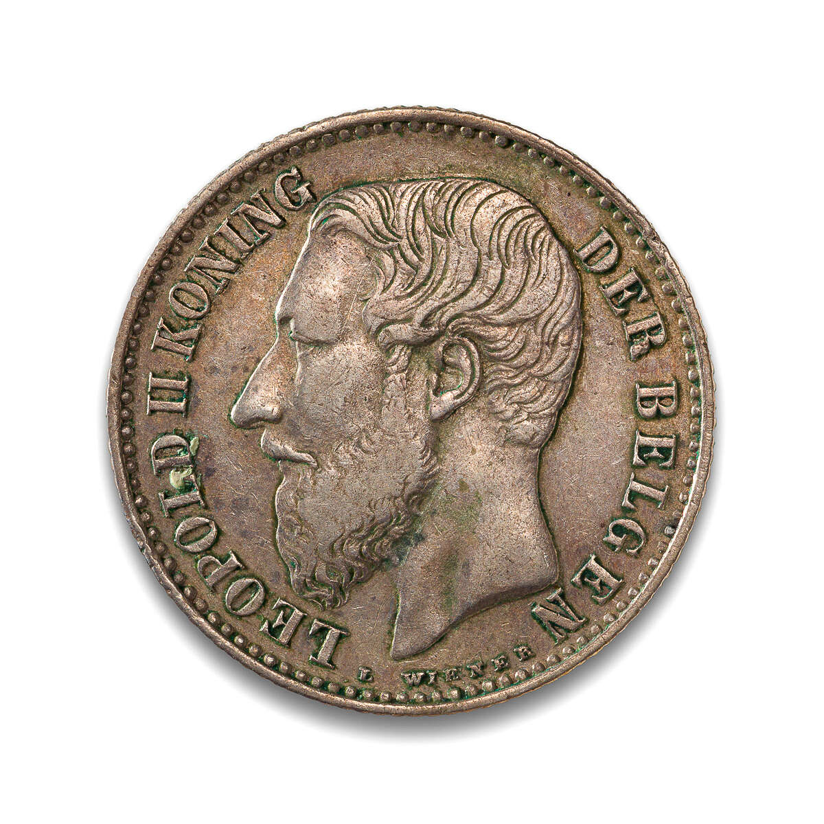 Belgium Franc 1887 Leopold II No period in legend EF-40