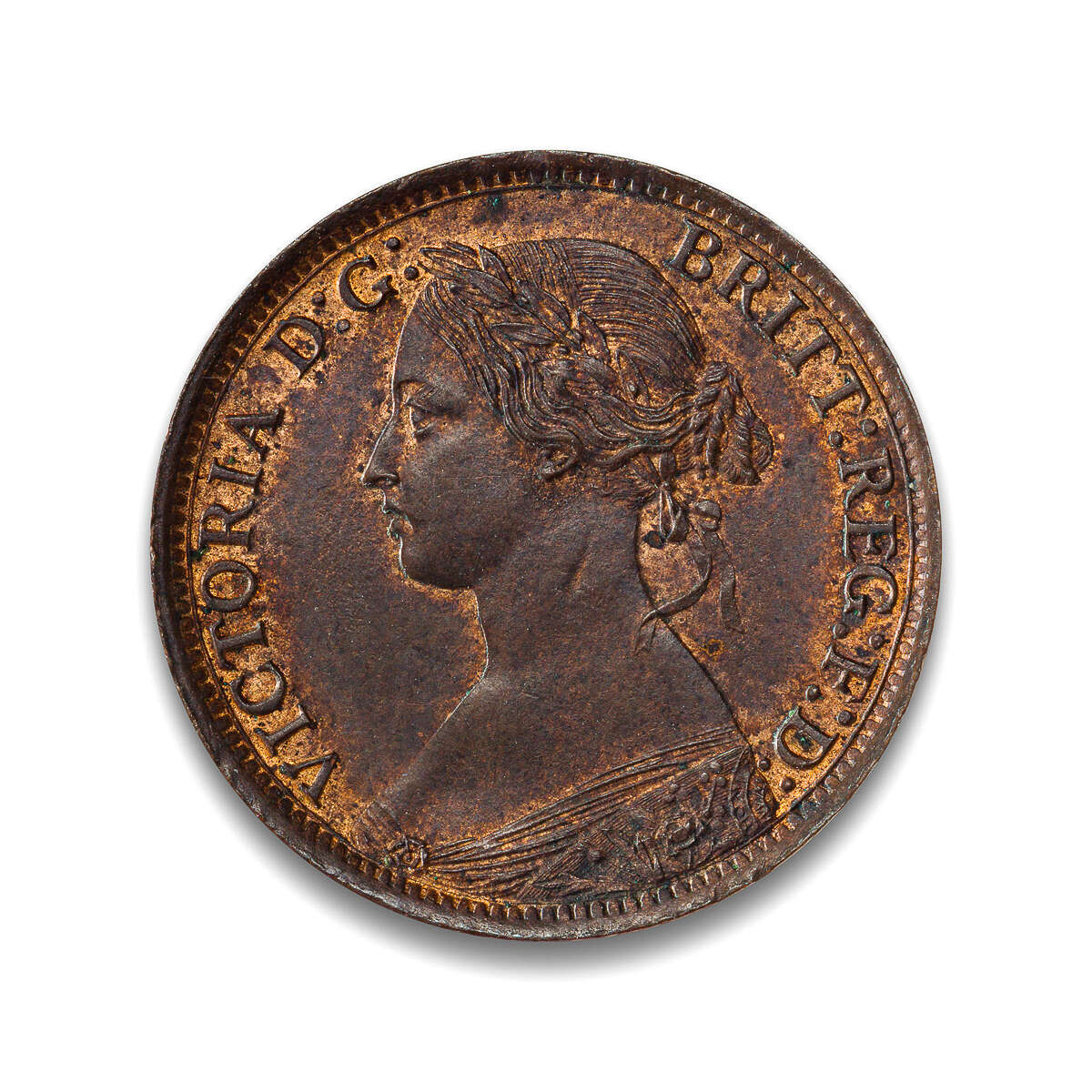 Great Britain Farthing 1864 Victoria AU-55