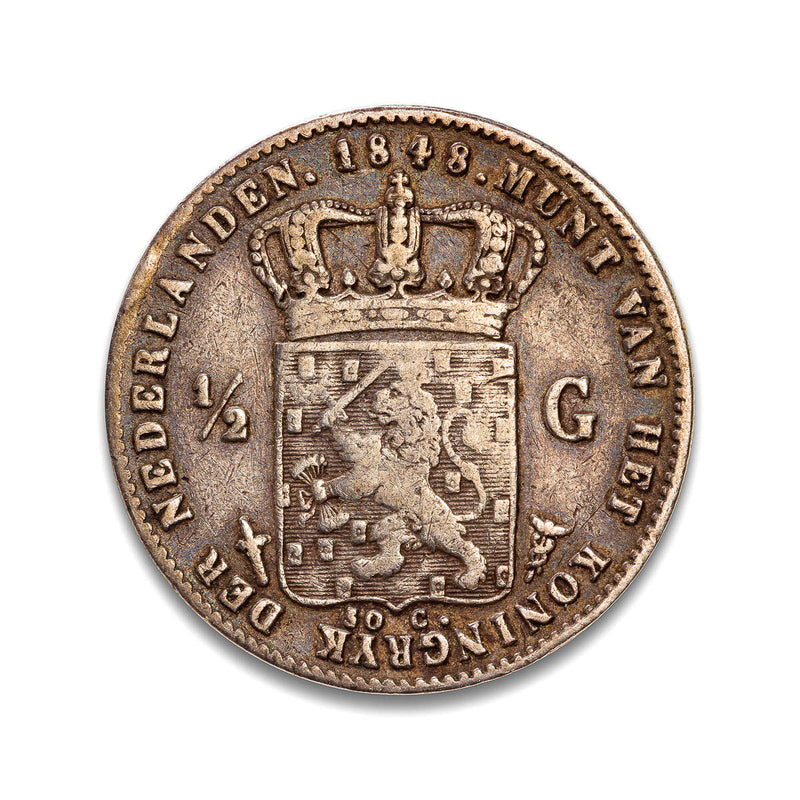 Netherlands 1/2 Gulden 1848 William II VF-20