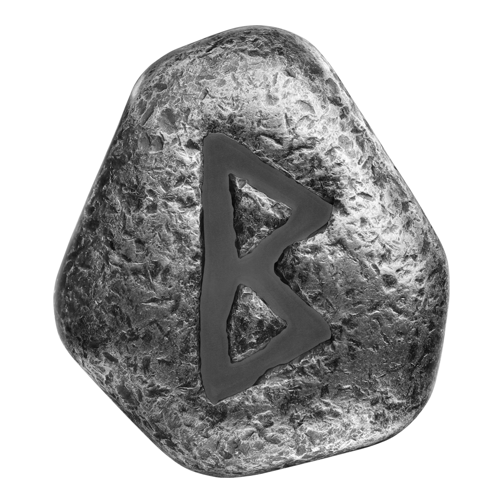 Berkanan 1 oz Pure Silver Cast Rune with UV light