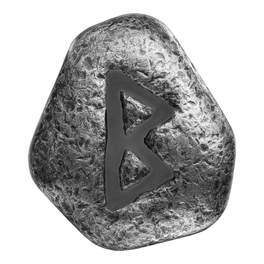 Berkanan 1 oz Pure Silver Cast Rune with UV light