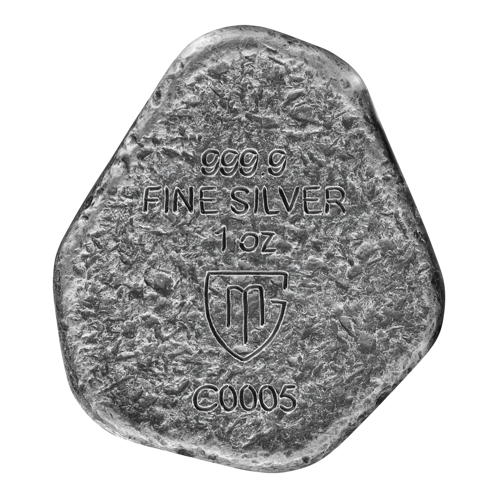 Berkanan 1 oz Pure Silver Cast Rune with UV light