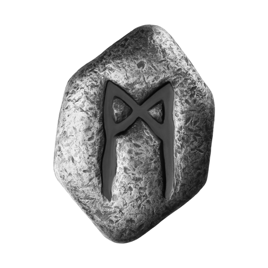 Mannaz – 1 oz Pure Silver Cast Rune with UV light