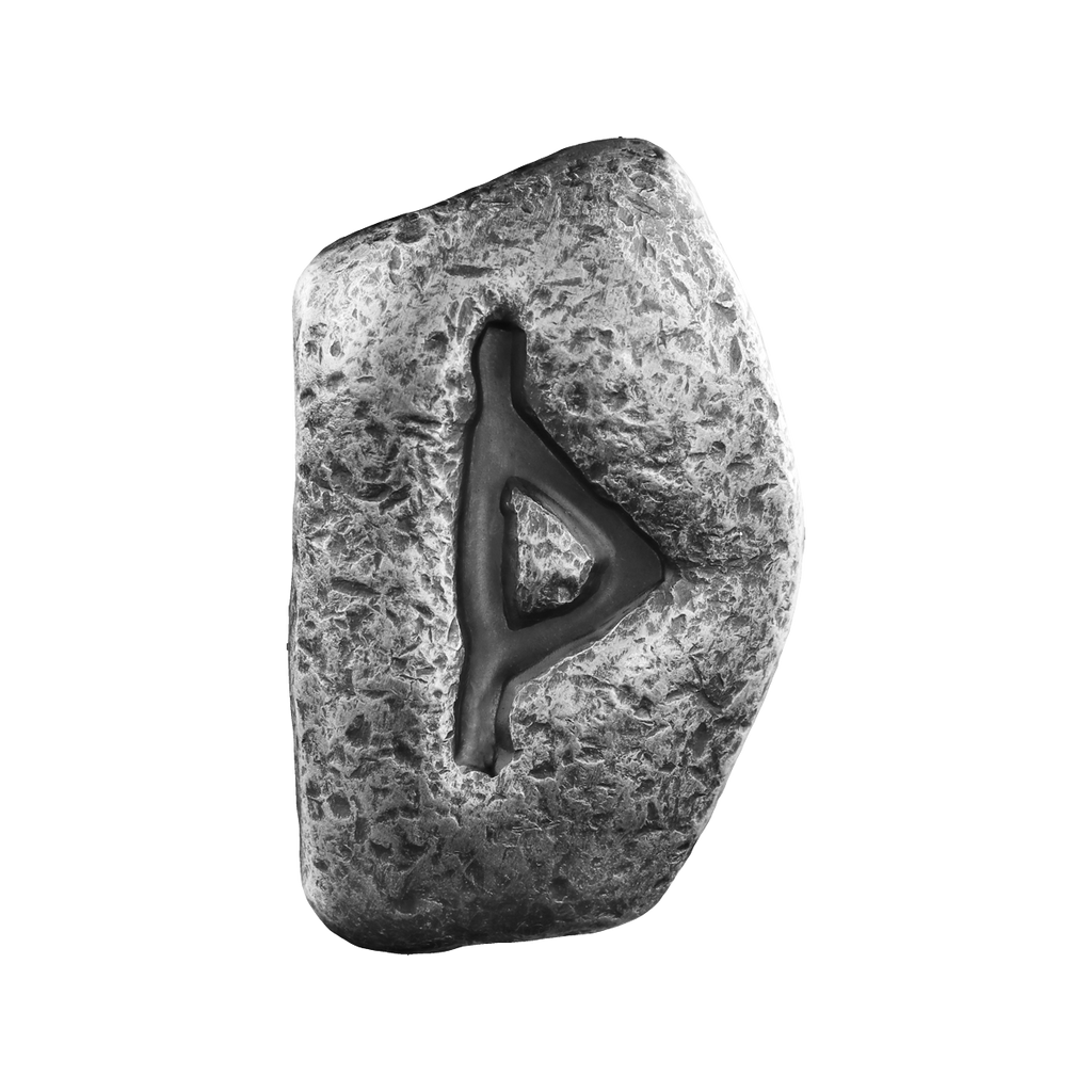 Thurisaz Rune Rounded Thurisaz – 1 oz Pure Silver Cast Rune with UV light