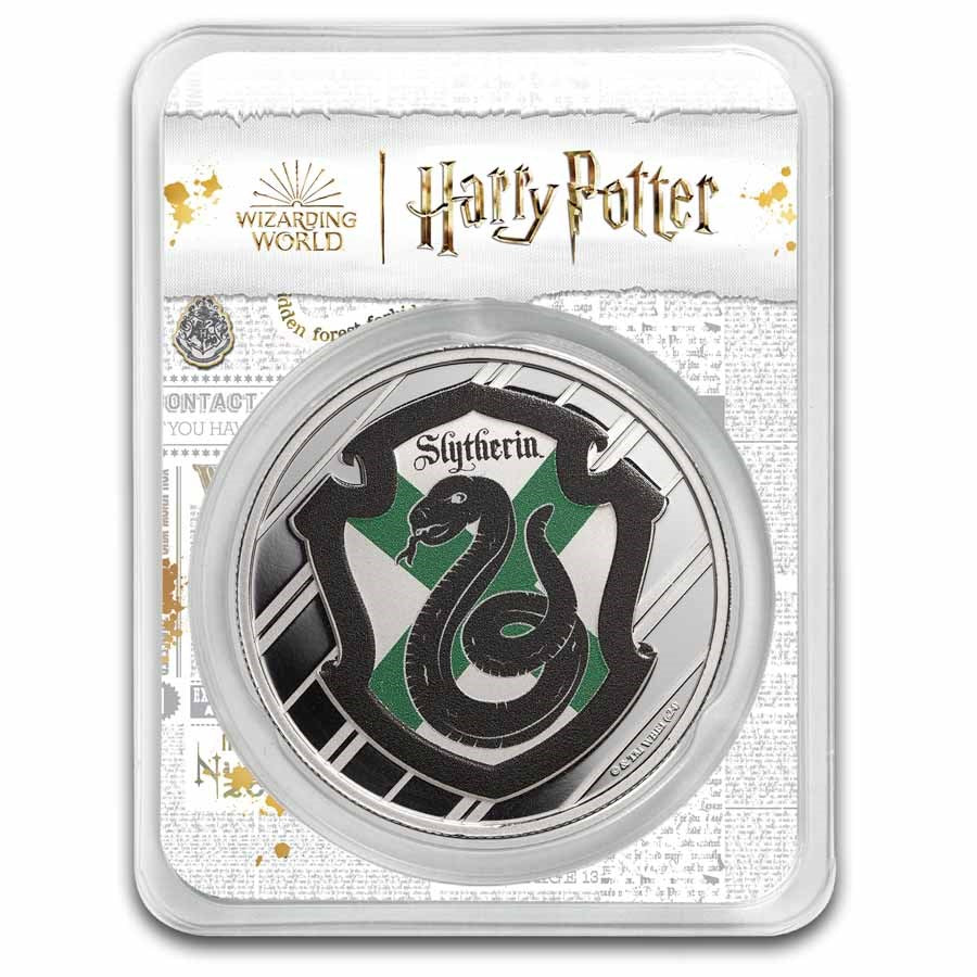 Harry Potter Houses: Slytherin - 1oz .999 Silver Coloured Round
