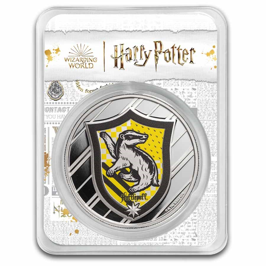 Harry Potter Houses: Hufflepuff - 1oz .999 Silver Coloured Round