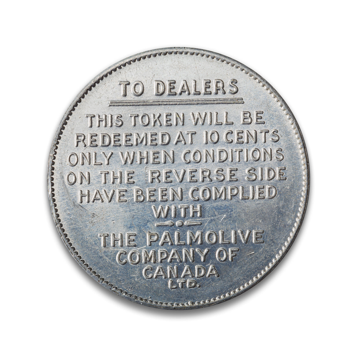 Canada 10 Cents Palmolive Soap Token EF+