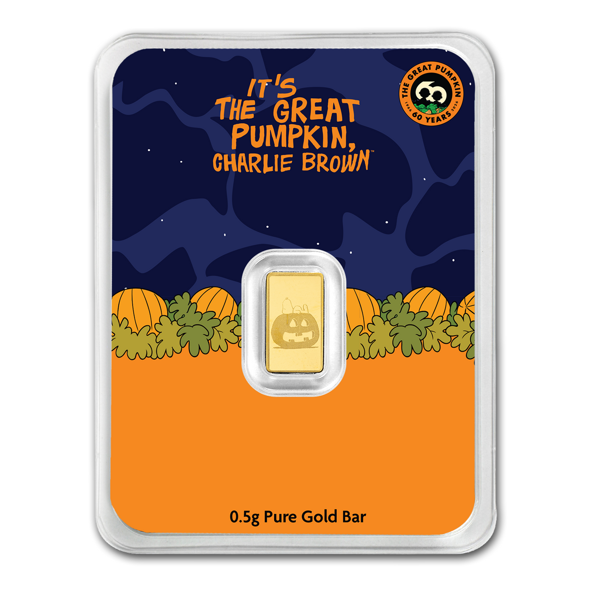 Peanuts: It's the Great Pumpkin 60th Anniversary - 0.5g Pure Gold Bar