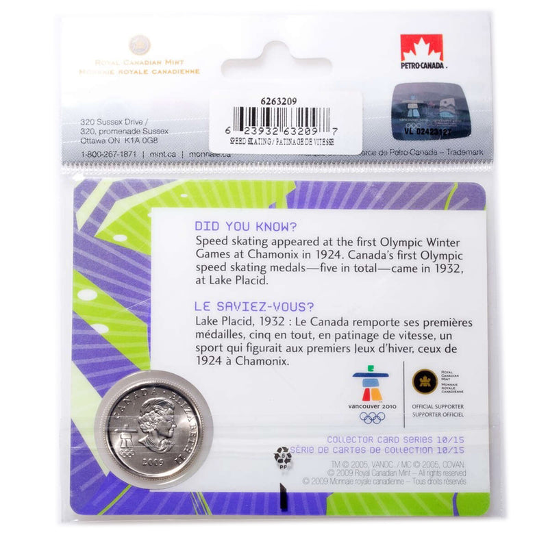 2009 25c Speed Skating Vancouver Olympics - Sterling Silver Coin