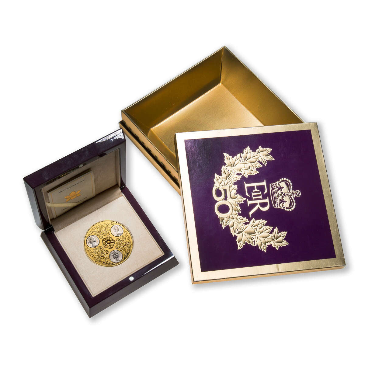 2002 $300 Triple Cameo Queen Elizabeth II - Gold & Silver Coin