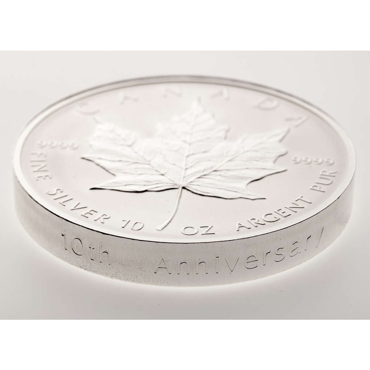 1998 $50 The Silver Maple Leaf, 10th Anniversary - 10 oz. Pure Silver