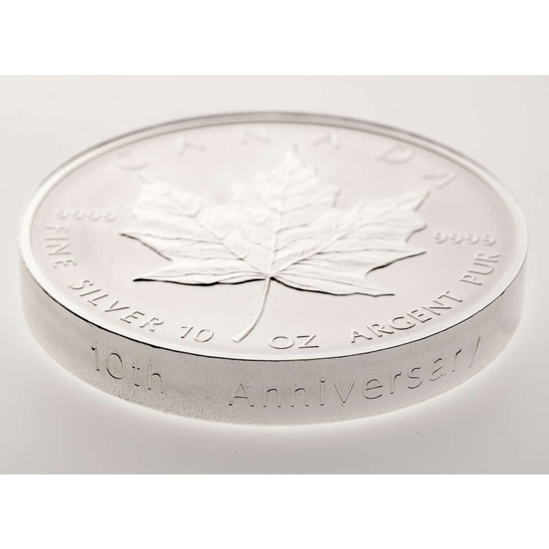 1998 $50 The Silver Maple Leaf, 10th Anniversary - 10 oz. Pure Silver Coin Default Title