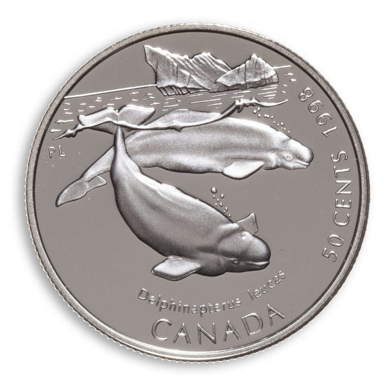 1998 50c Ocean Giants: Beluga Whale - Sterling Silver Coin Default Title