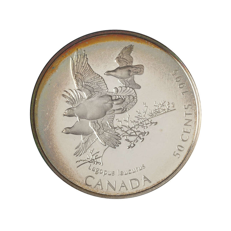 1995 50c Birds of Canada: Gray Jay, Ptarmigan - Two-Coin Sterling Silver Set Default Title