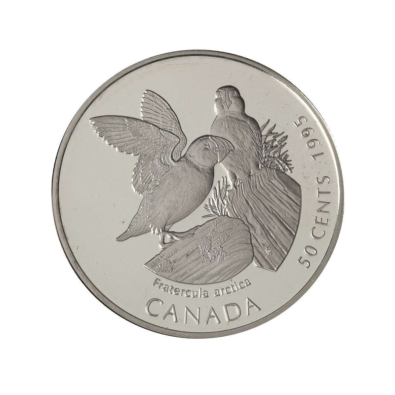 1995 50c Birds of Canada: Atlantic Puffin, Whooping Crane - Two-Coin Sterling Silver Set Default Title