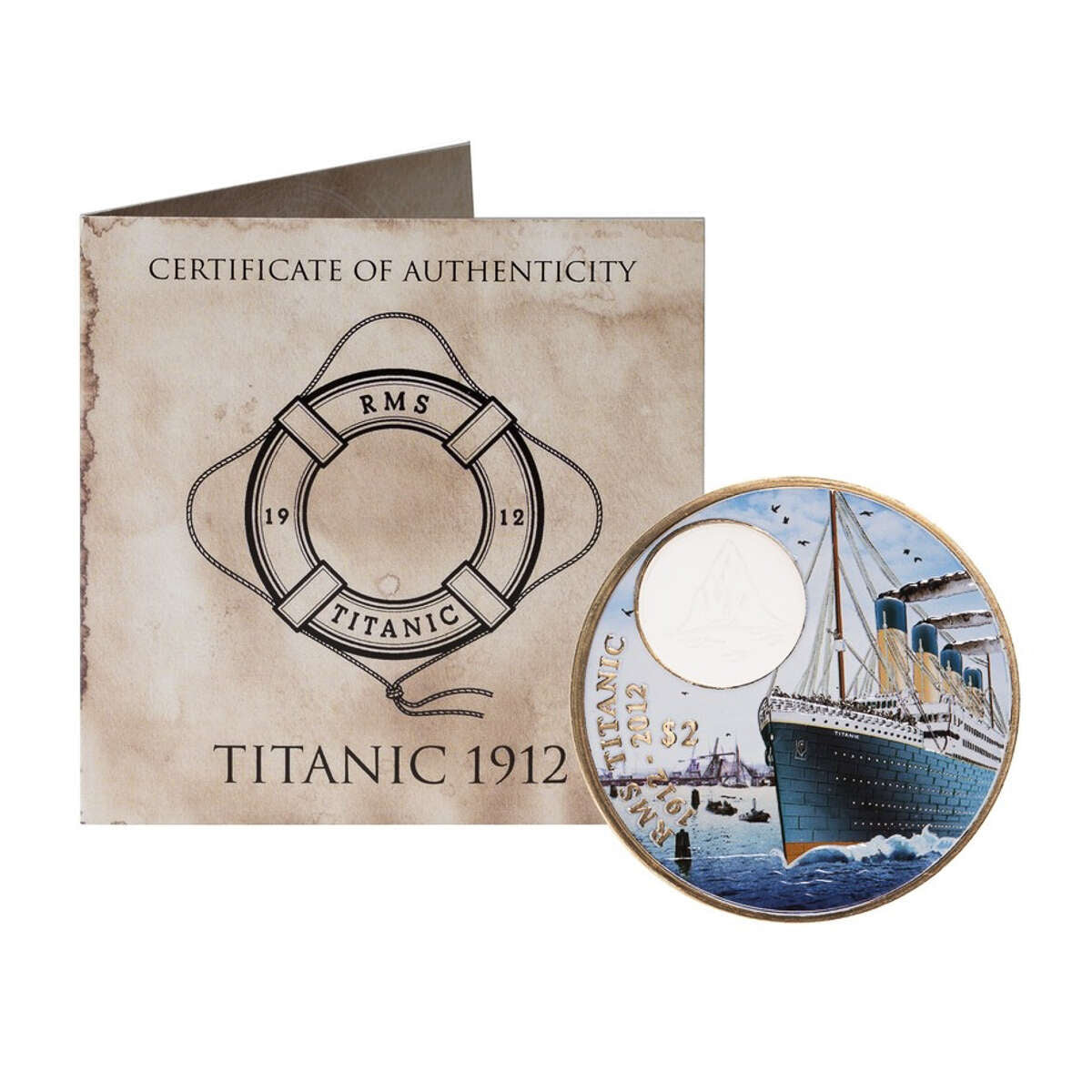 2012 $2 RMS Titanic Day - Coloured Bronze Coin Default Title