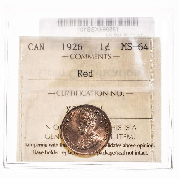 1 cent 1926 Red ICCS MS-64 Default Title