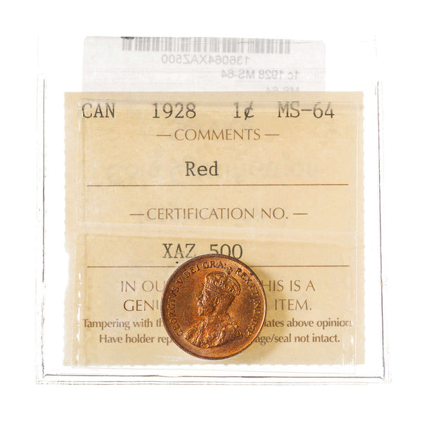 1 cent 1928  ICCS MS-64 Default Title