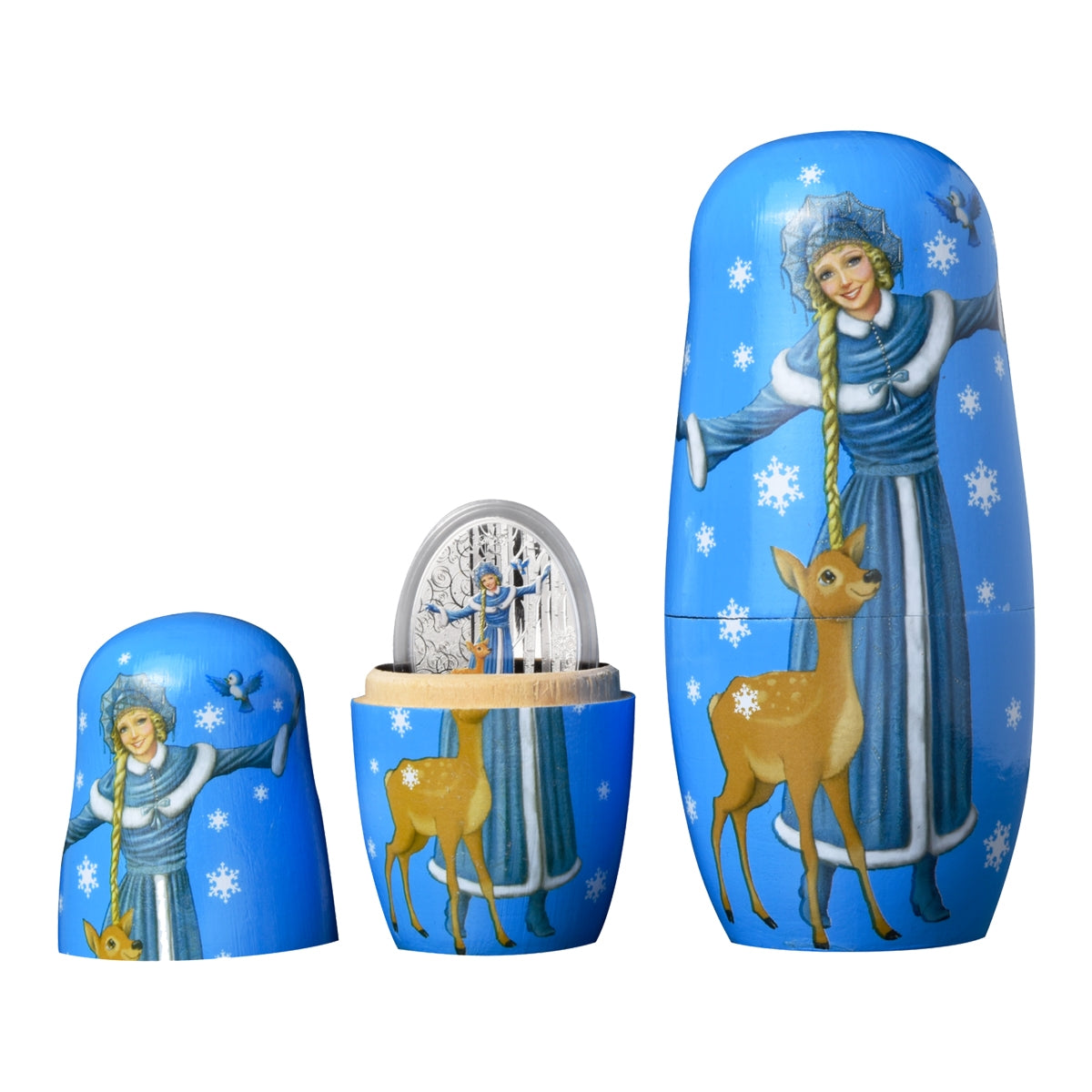 2021 $5 Snow Maiden Matroyshka Nesting Doll - Pure Silver Coin