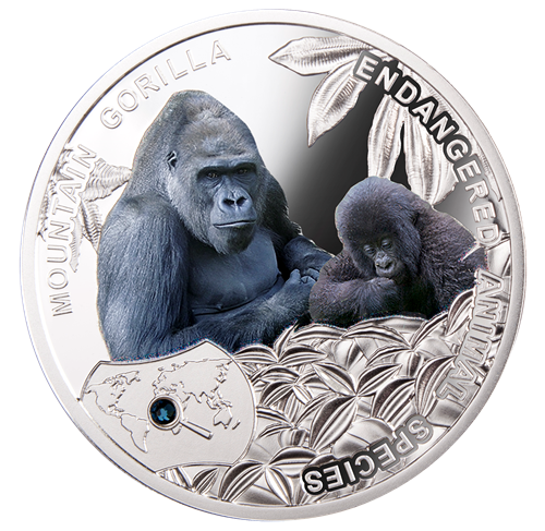 2014 $1 Endangered Animal Species: Mountain Gorilla - Pure Silver Coin