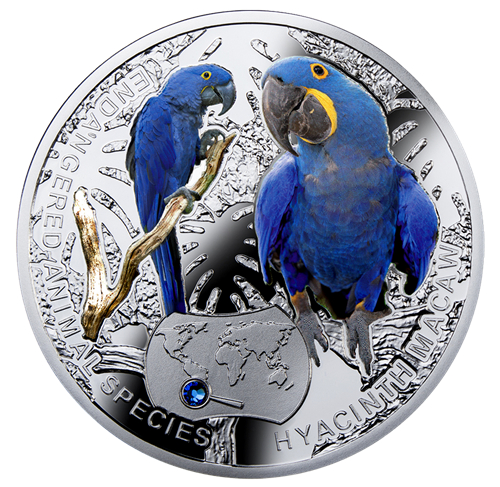 2014 $1 Endangered Animal Species: Hyacinth Macaw - Pure Silver Coin