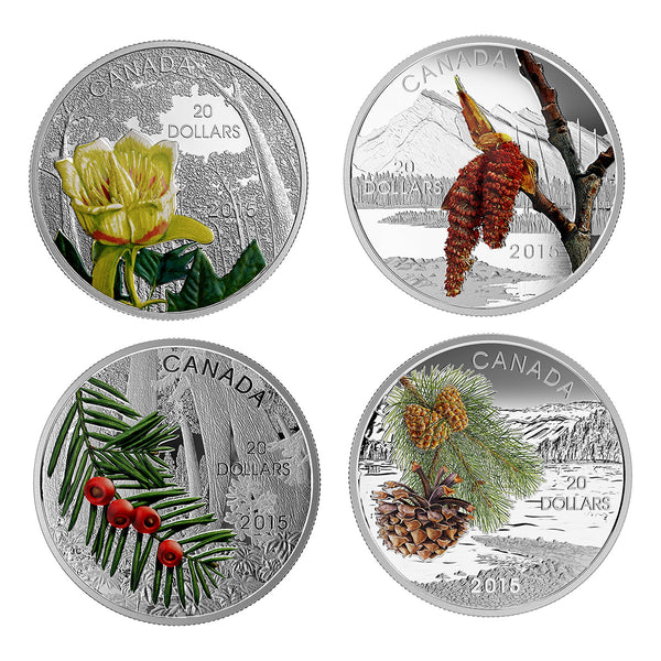 2015 $20 Forests of Canada - Pure Silver 4 Coin Set