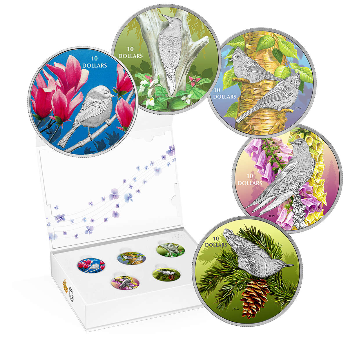 2017 $10 Birds Among Nature's Colours - 5 Coin Pure Silver Set Default Title