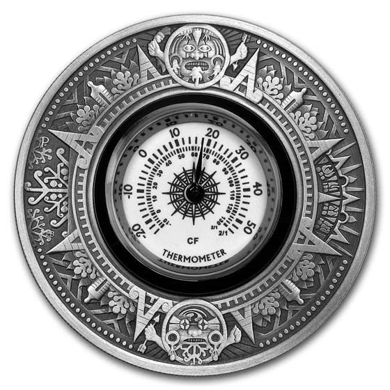 2018 $2 Antiqued Thermometer - Pure Silver Coin