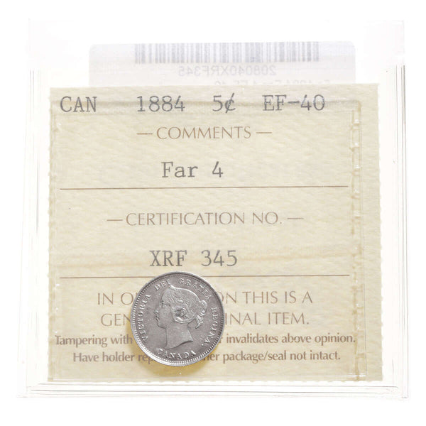 5 cent 1884 Far 4 ICCS EF-40 Default Title