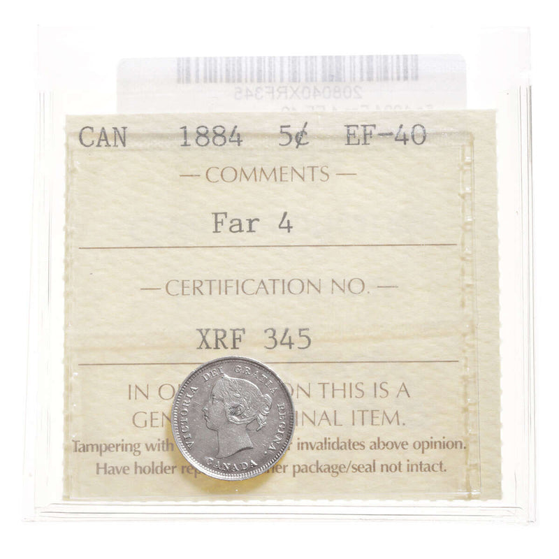 5 cent 1884 Far 4 ICCS EF-40 Default Title