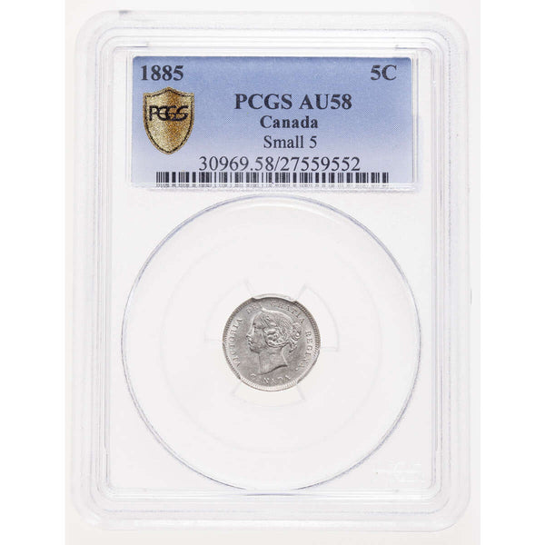5 cent 1885 Small 5 PCGS AU-58 Default Title