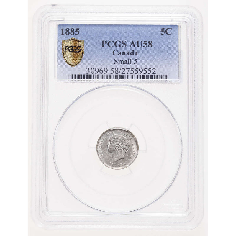 5 cent 1885 Small 5 PCGS AU-58 Default Title