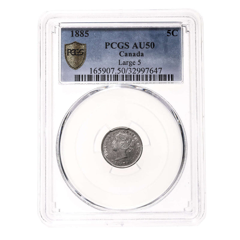 5 cent 1885 Large 5 PCGS AU-50 Default Title