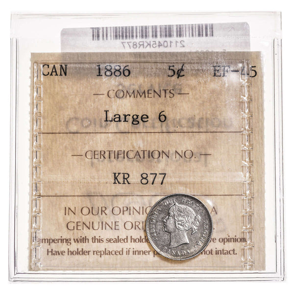 5 cent 1886 Large 6 ICCS EF-45 Default Title
