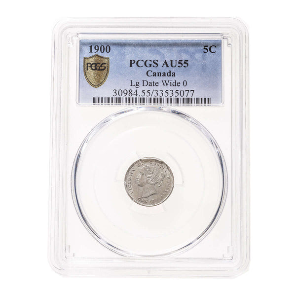5 cent 1900 Lg Date Round O PCGS AU-55 Default Title