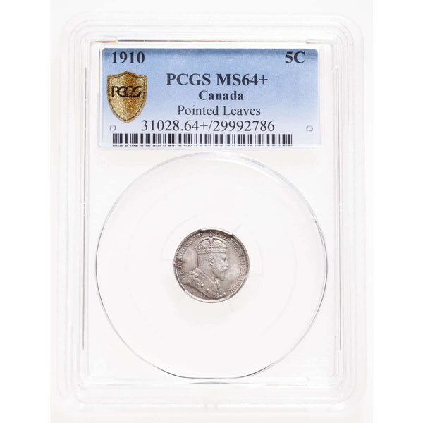 5 cent 1910 Pointed Leaves PCGS MS-64+ Default Title