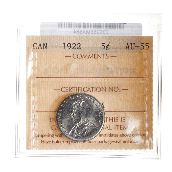 5 cent 1922 Near Rim ICCS AU-55 Default Title