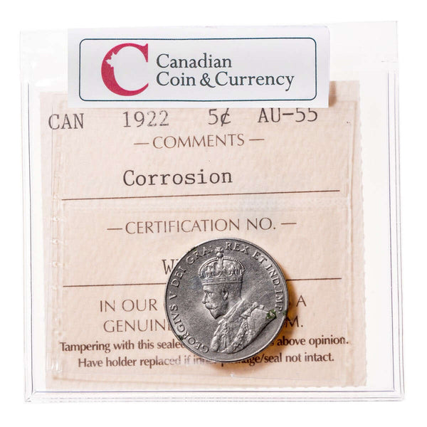 5 cent 1922 Near Rim ICCS AU-55 Default Title