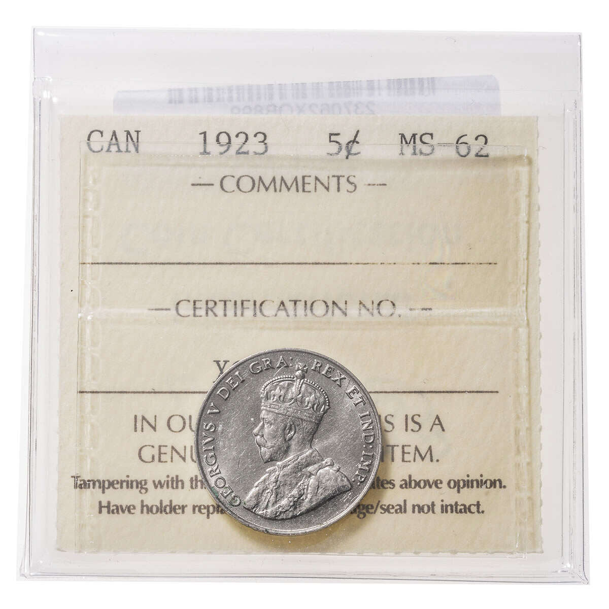 5 cent 1923  ICCS MS-62 Default Title