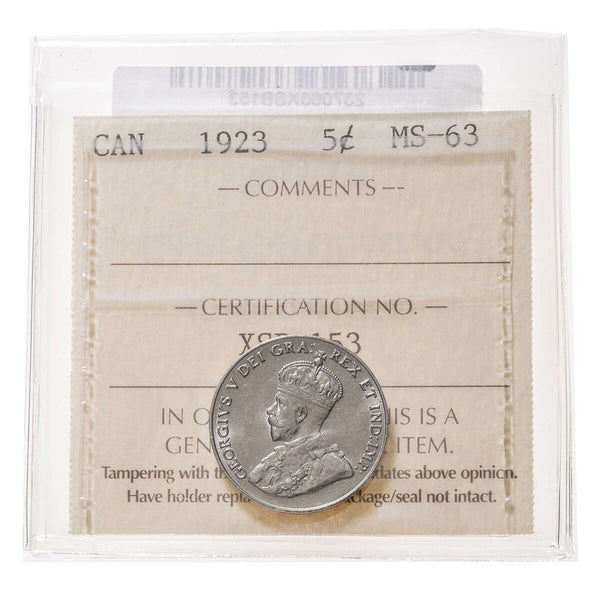 5 cent 1923  ICCS MS-63 Default Title