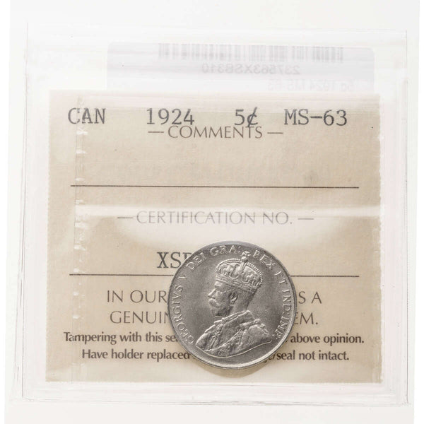 5 cent 1924  ICCS MS-63 Default Title
