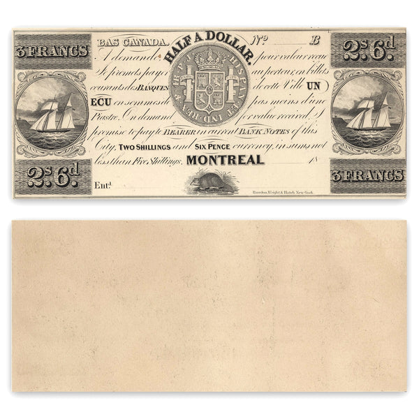 Canada 1837 -  3 Francs Lower Canada Merchant Scrip, John Molson