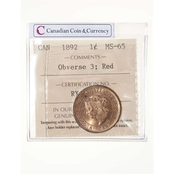 1 cent 1892 Red Obv 3 ICCS MS-65 Default Title